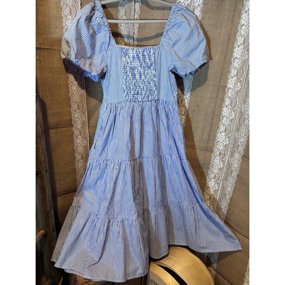 J CREW BLUE WHITE STRIPE DRESS SIZE 10 NEW BEACHY VIBE NAUTICAL TRAD MOM!